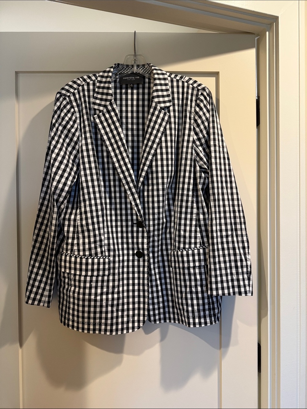 Lafayette 148 black and white checked blazer